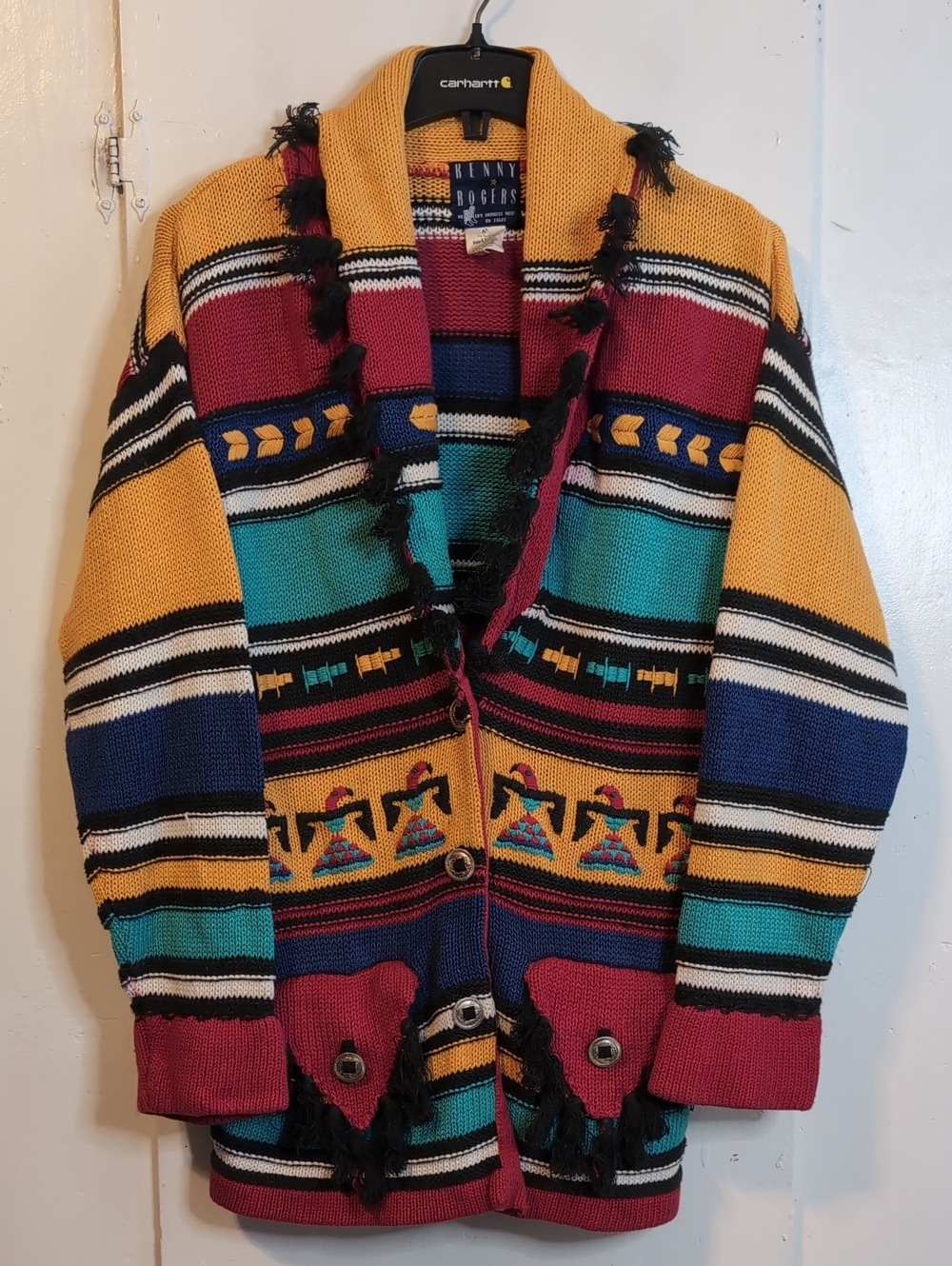 Vint. Kenny Rogers Western Tassel Cardigan size medium